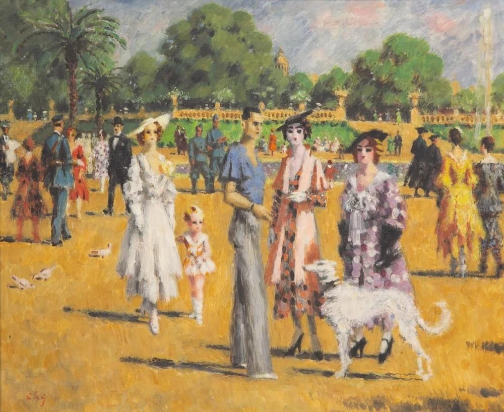 Charles Guérin - Figure alla moda in un parco